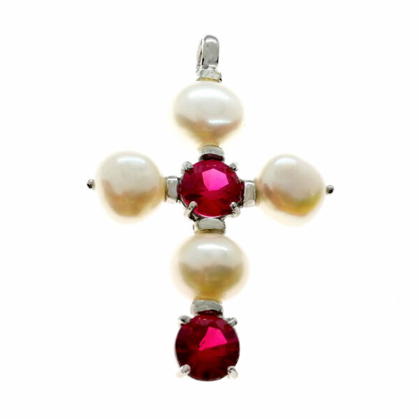 cruz perlas con circonitas Kudo